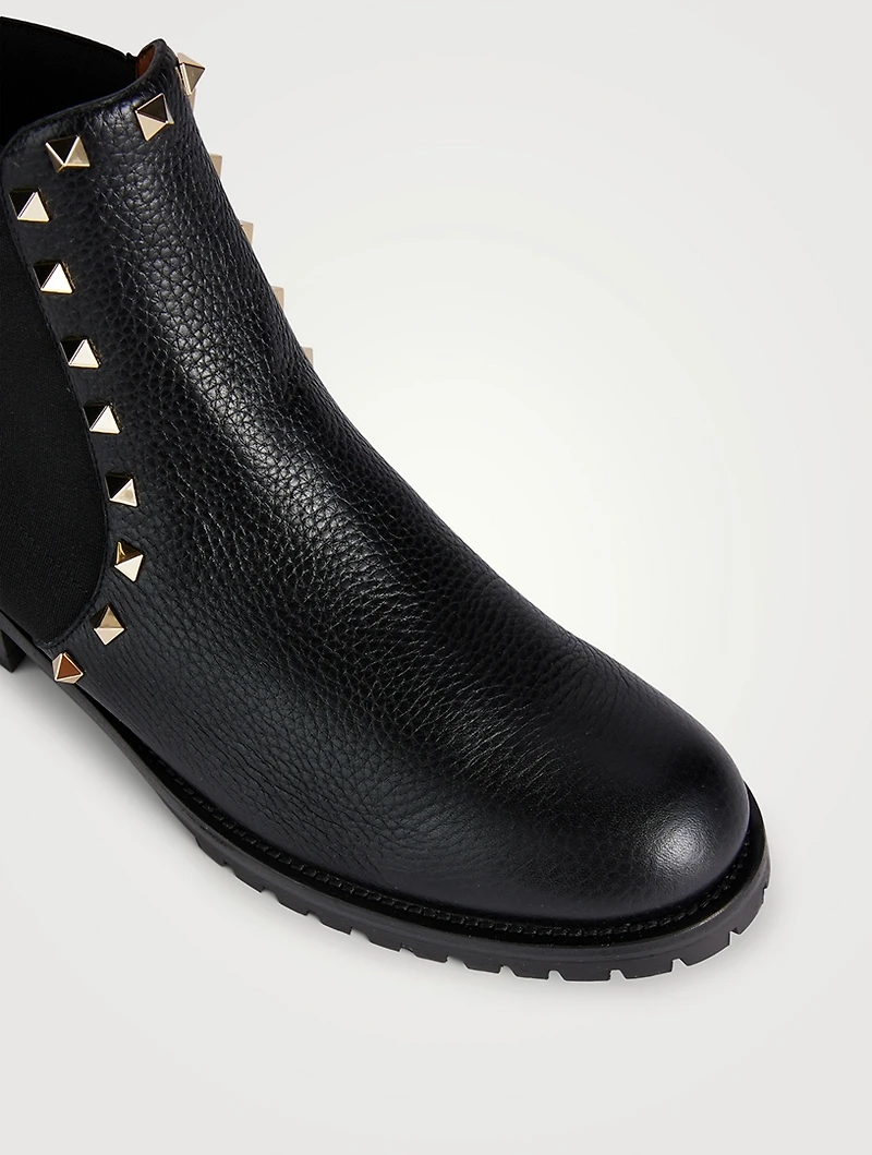 Rockstud Leather Chelsea Boots