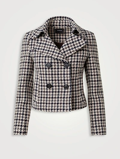 Pascal Double-Breasted Wool Jacket Houndstooth Print
