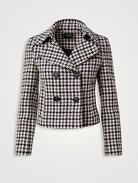 Pascal Double-Breasted Wool Jacket Houndstooth Print