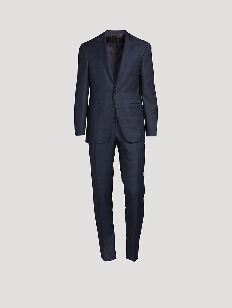 Wool Two-Piece Suit Plaid Print