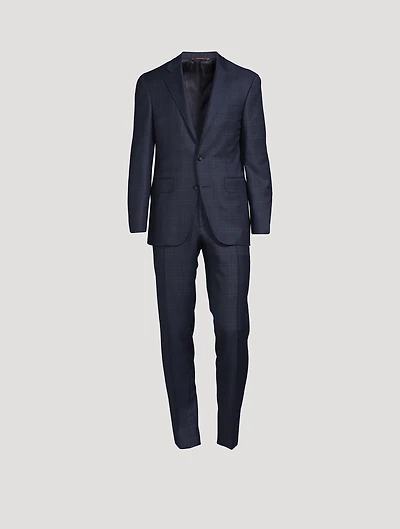 Wool Two-Piece Suit Plaid Print