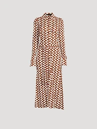 Matte Jersey Shirt Dress Zig-Zag Print