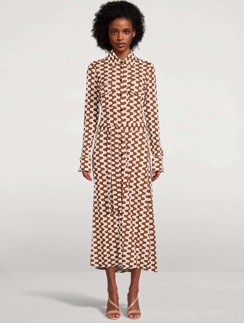 Matte Jersey Shirt Dress Zig-Zag Print