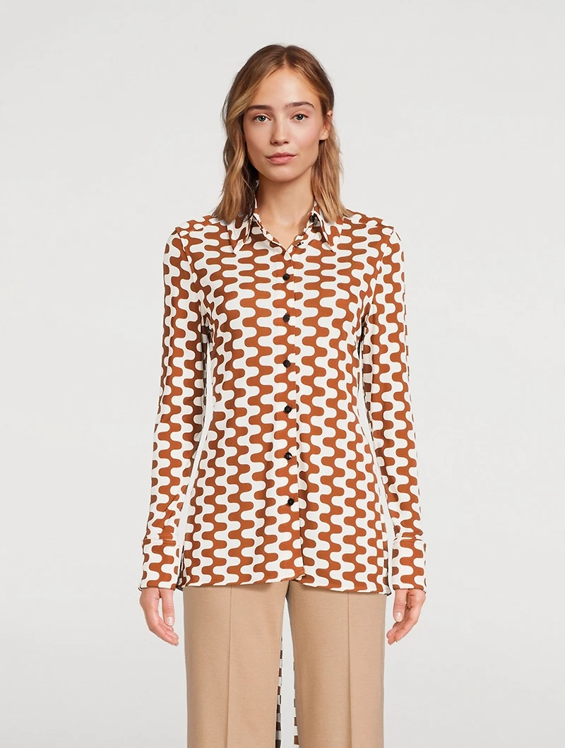 Matte Jersey Shirt Zig-Zag Print
