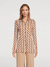 Matte Jersey Shirt Zig-Zag Print