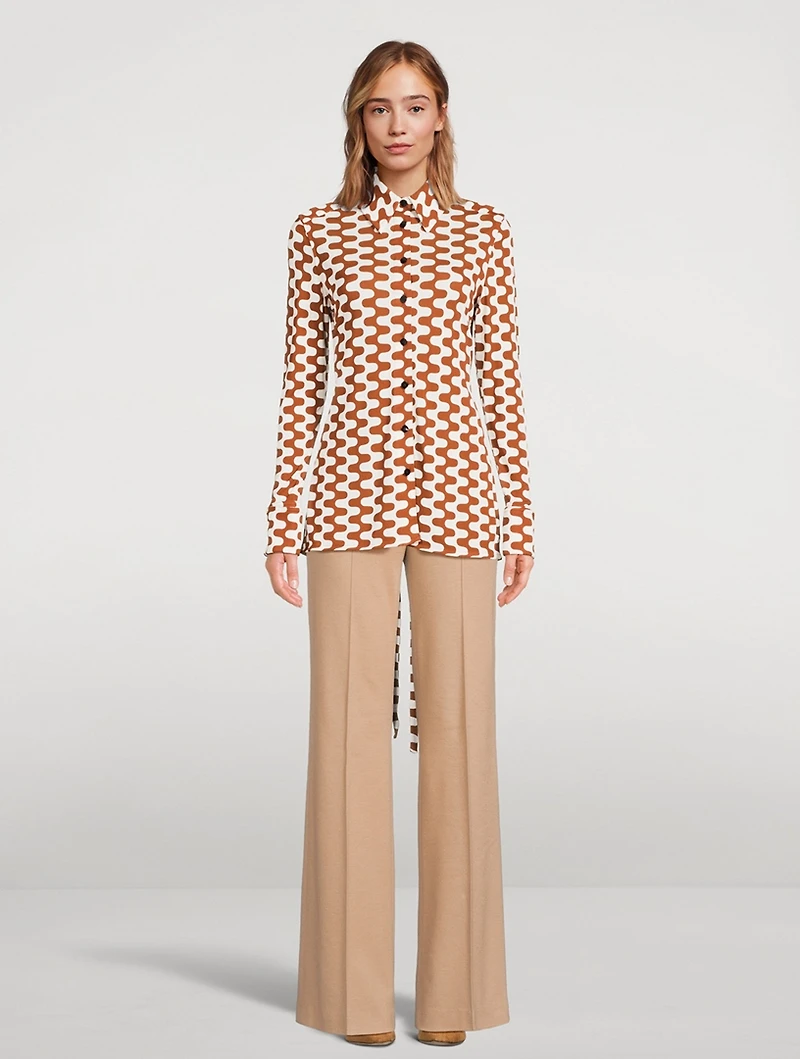 Matte Jersey Shirt Zig-Zag Print