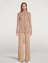 Matte Jersey Shirt Zig-Zag Print
