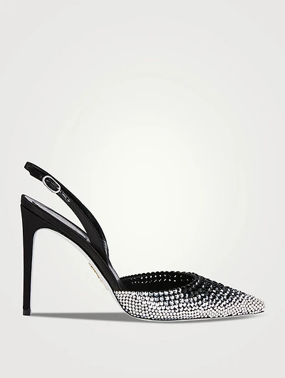 Satin Crystal Slingback Pumps
