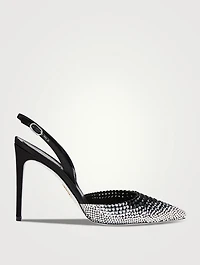 Satin Crystal Slingback Pumps