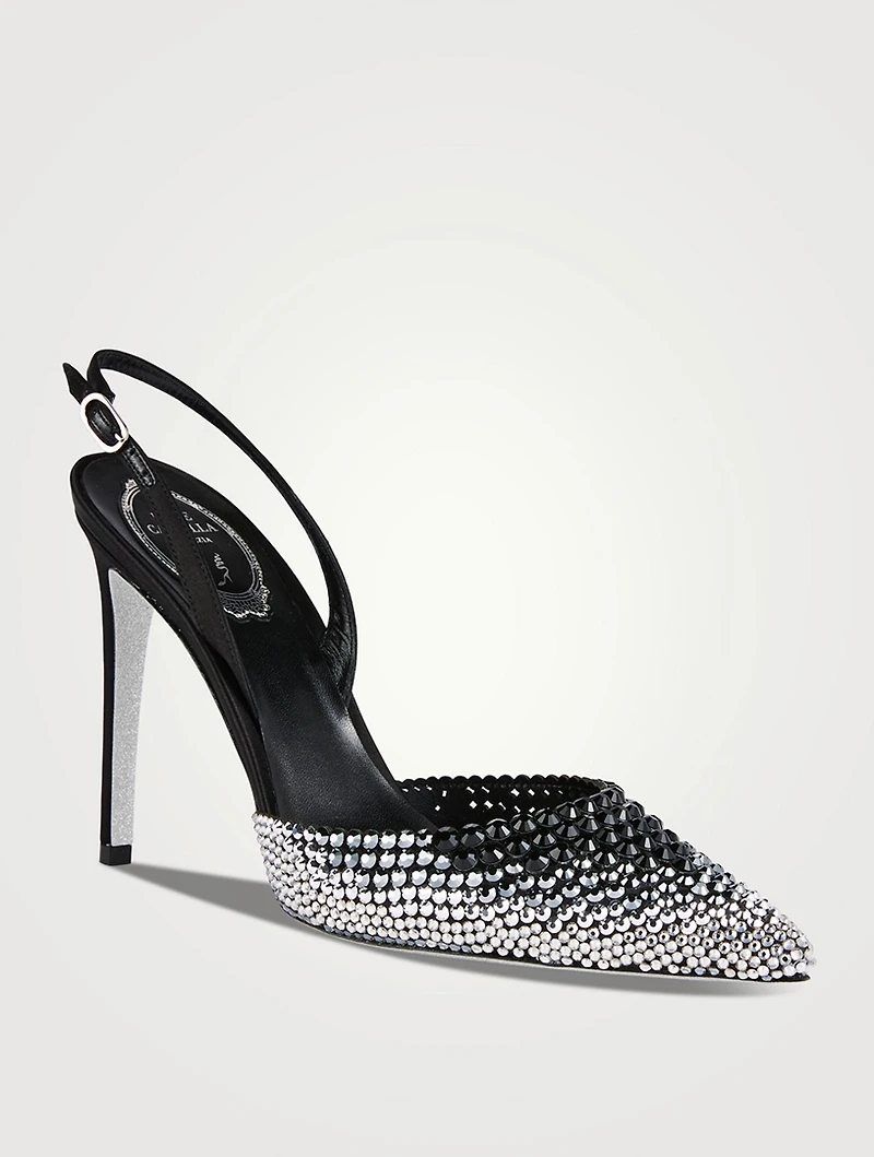 Satin Crystal Slingback Pumps