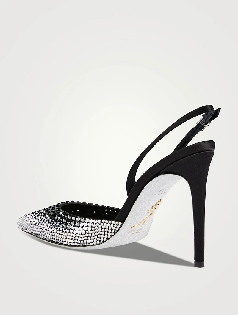 Satin Crystal Slingback Pumps