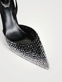 Satin Crystal Slingback Pumps