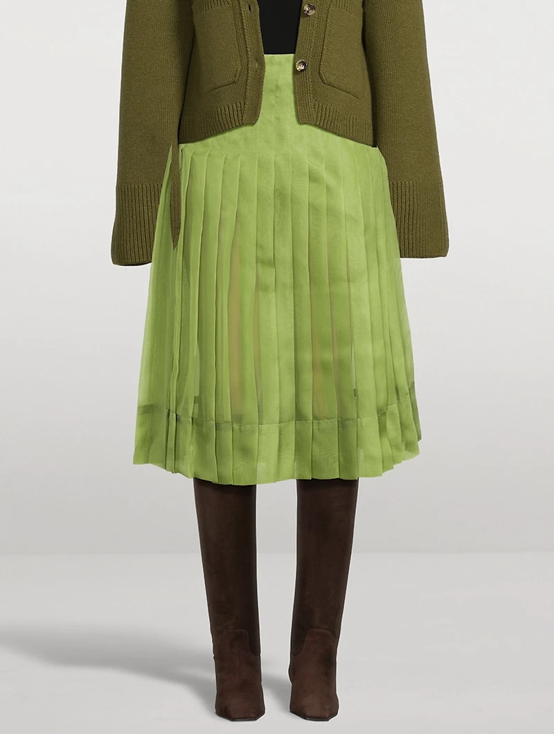 The Tudi Pleated Organza Midi Skirt
