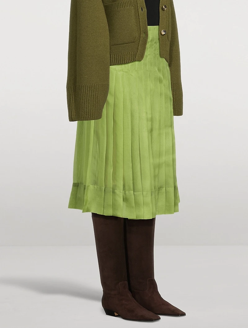 The Tudi Pleated Organza Midi Skirt