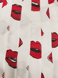 The Tudi Pleated Midi Skirt Lip Print