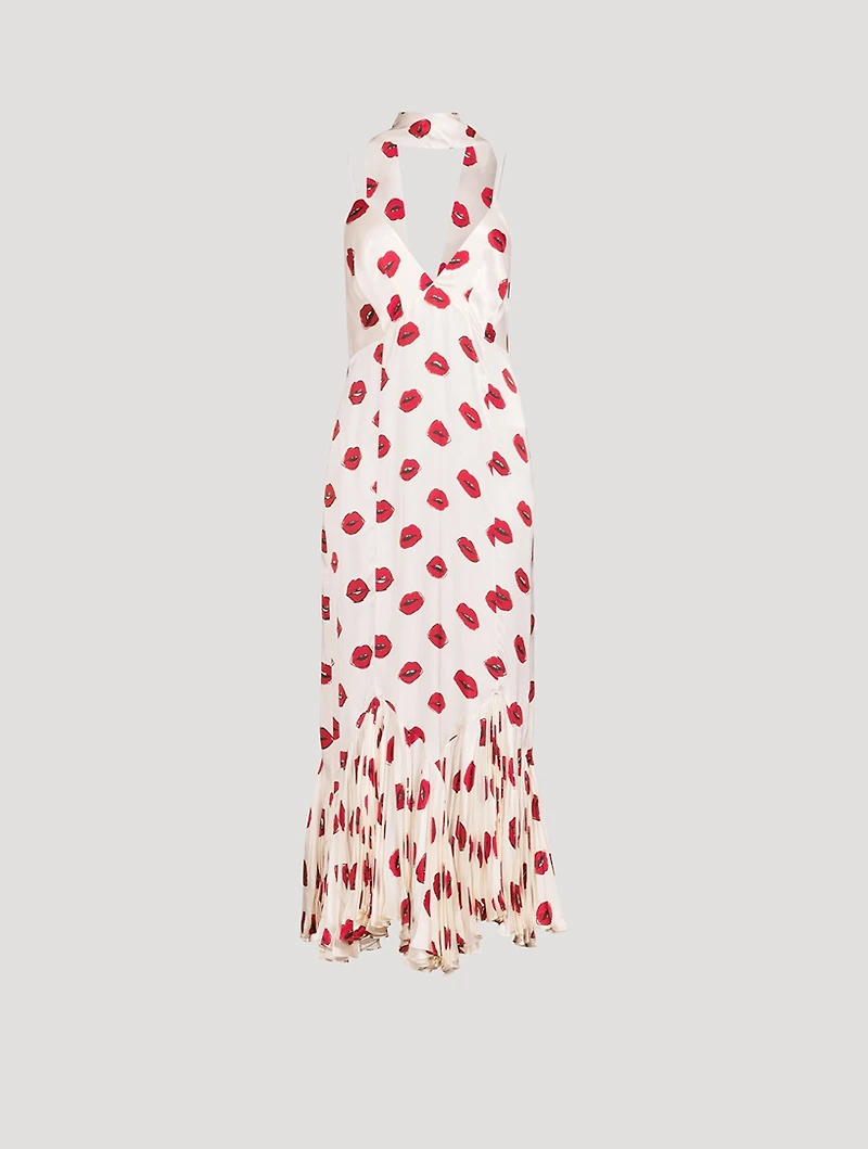 The Candita Slip Dress Lip Print