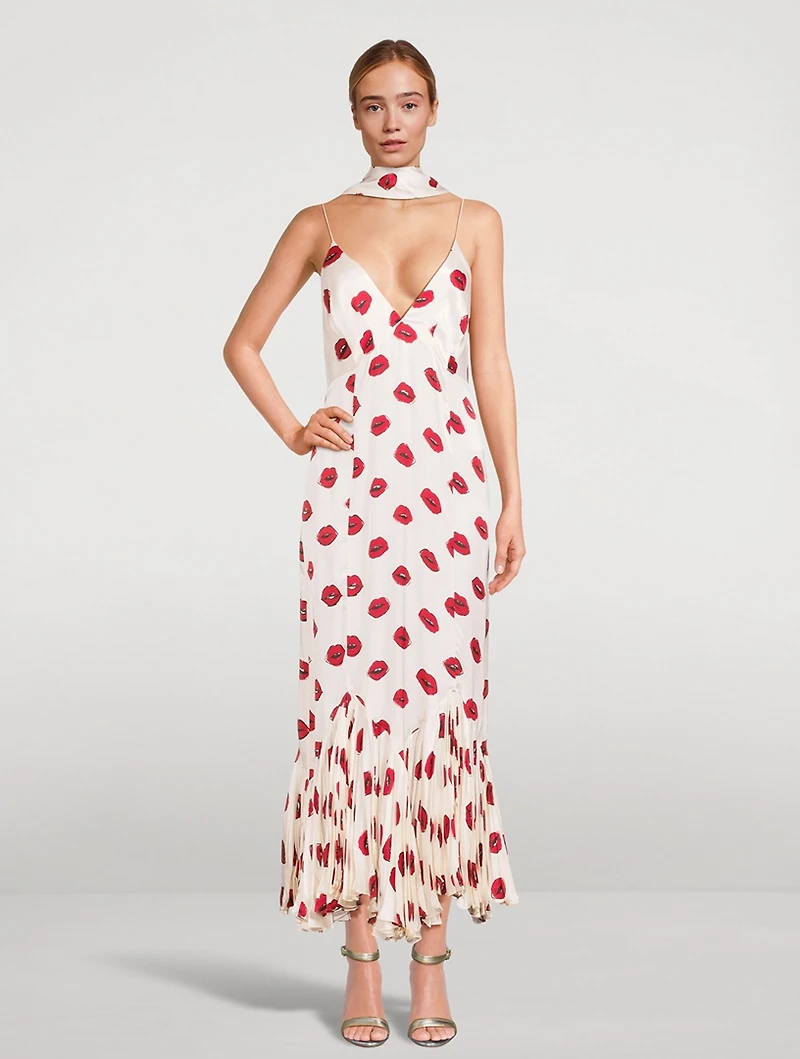 The Candita Slip Dress Lip Print