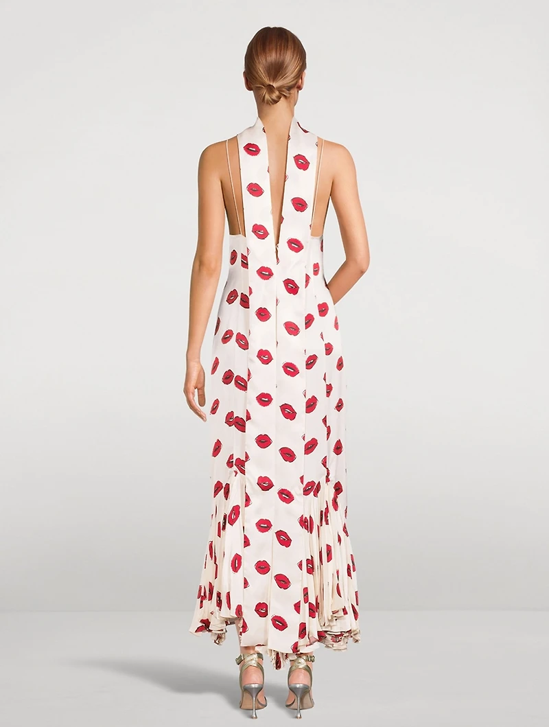 The Candita Slip Dress Lip Print