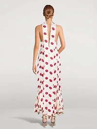 The Candita Slip Dress Lip Print