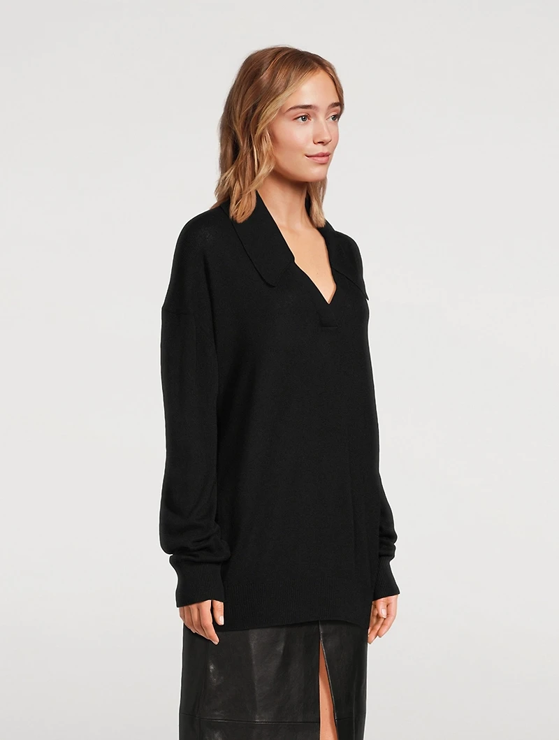 The Elsia Cashmere Polo Sweater
