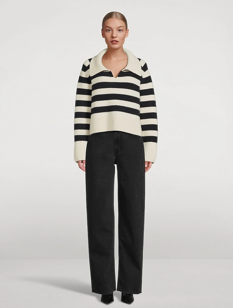 The Franklin Stripe Jacquard Polo Sweater
