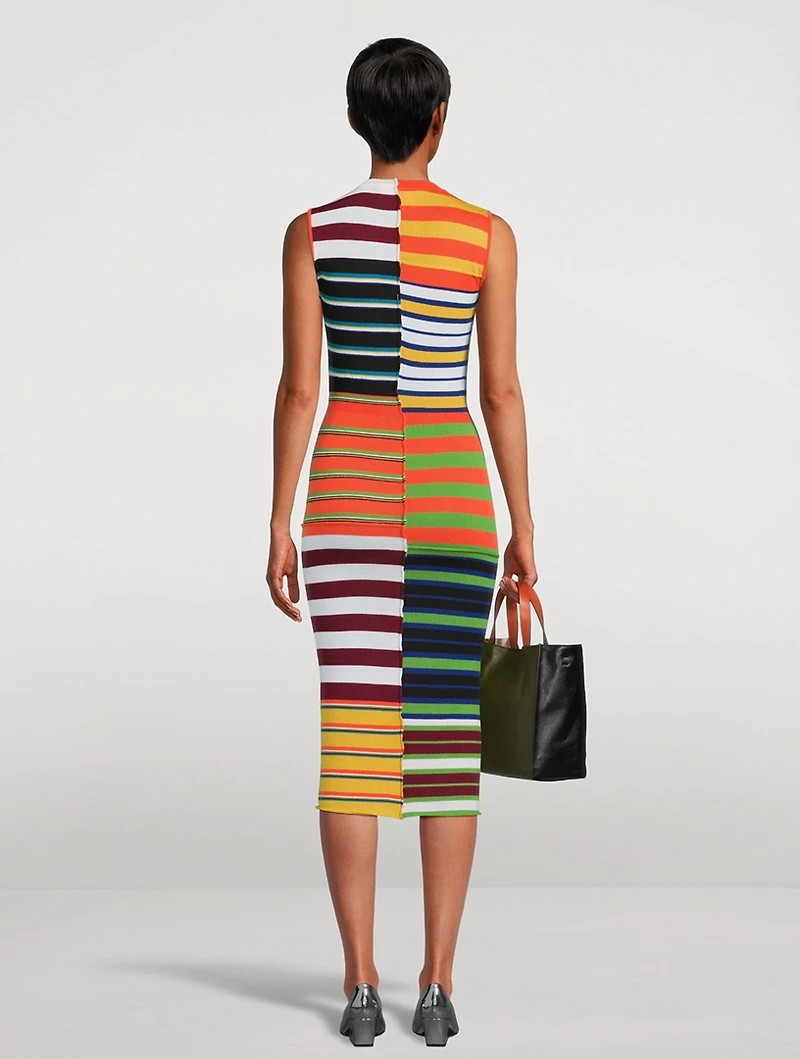 Mixed-Stripe Jacquard Knit Midi Dress