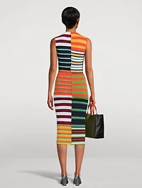 Mixed-Stripe Jacquard Knit Midi Dress