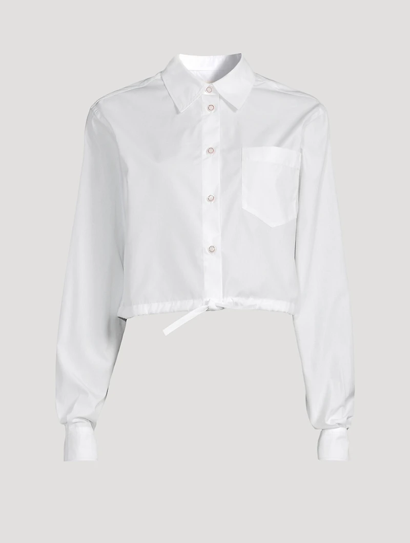 Cropped Poplin Drawstring Shirt