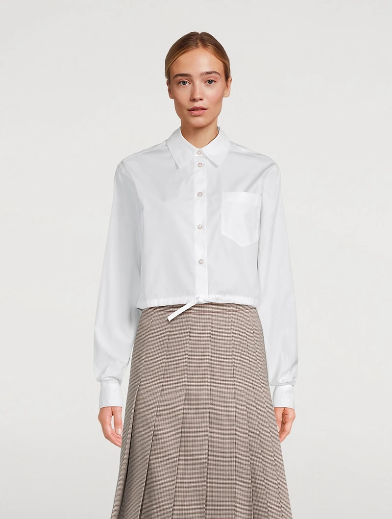 Cropped Poplin Drawstring Shirt