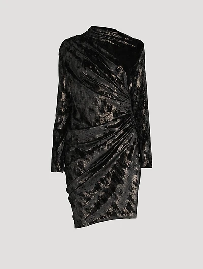 Adua Ruched Velvet Mini Dress
