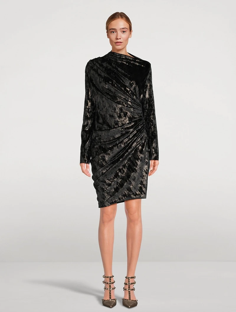 Adua Ruched Velvet Mini Dress
