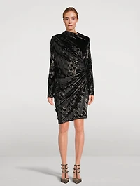 Adua Ruched Velvet Mini Dress