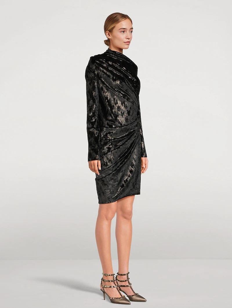 Adua Ruched Velvet Mini Dress
