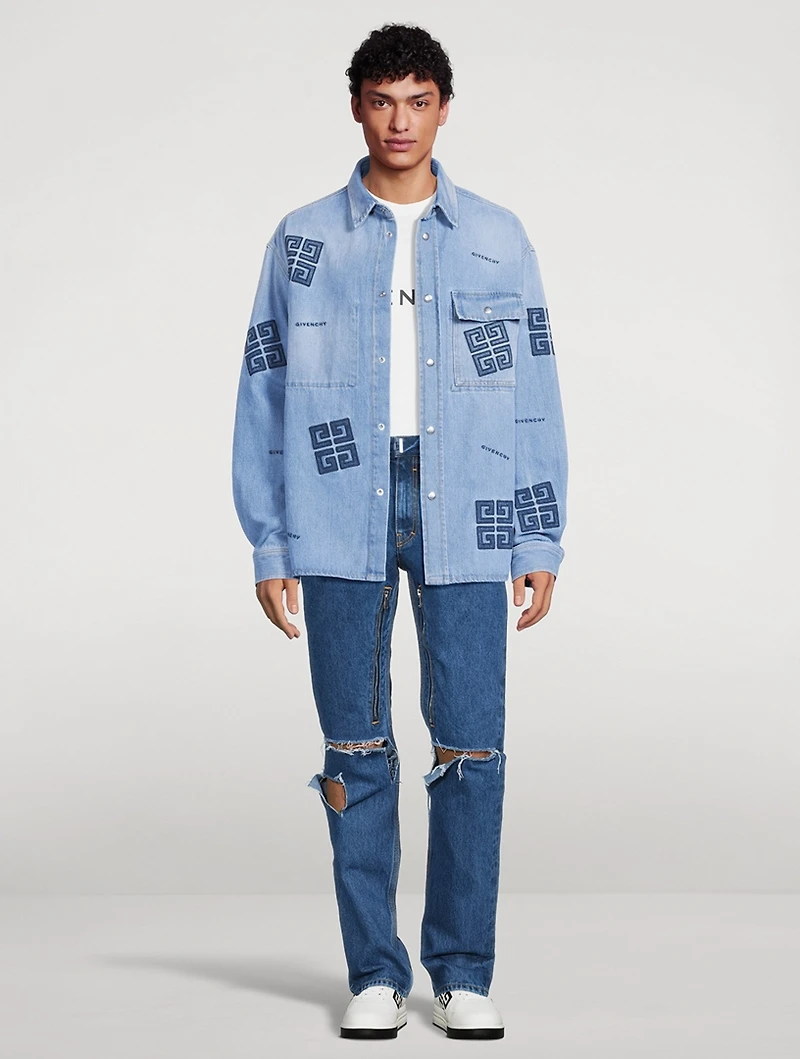4G Embroidered Denim Shirt