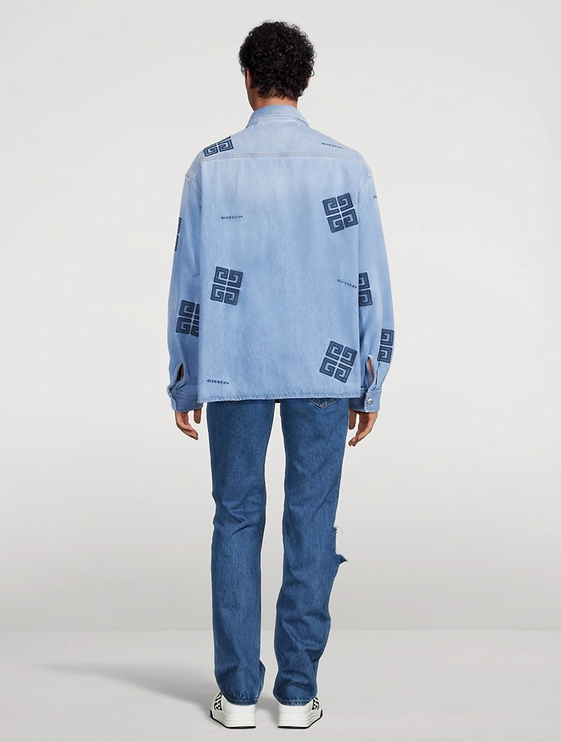 4G Embroidered Denim Shirt