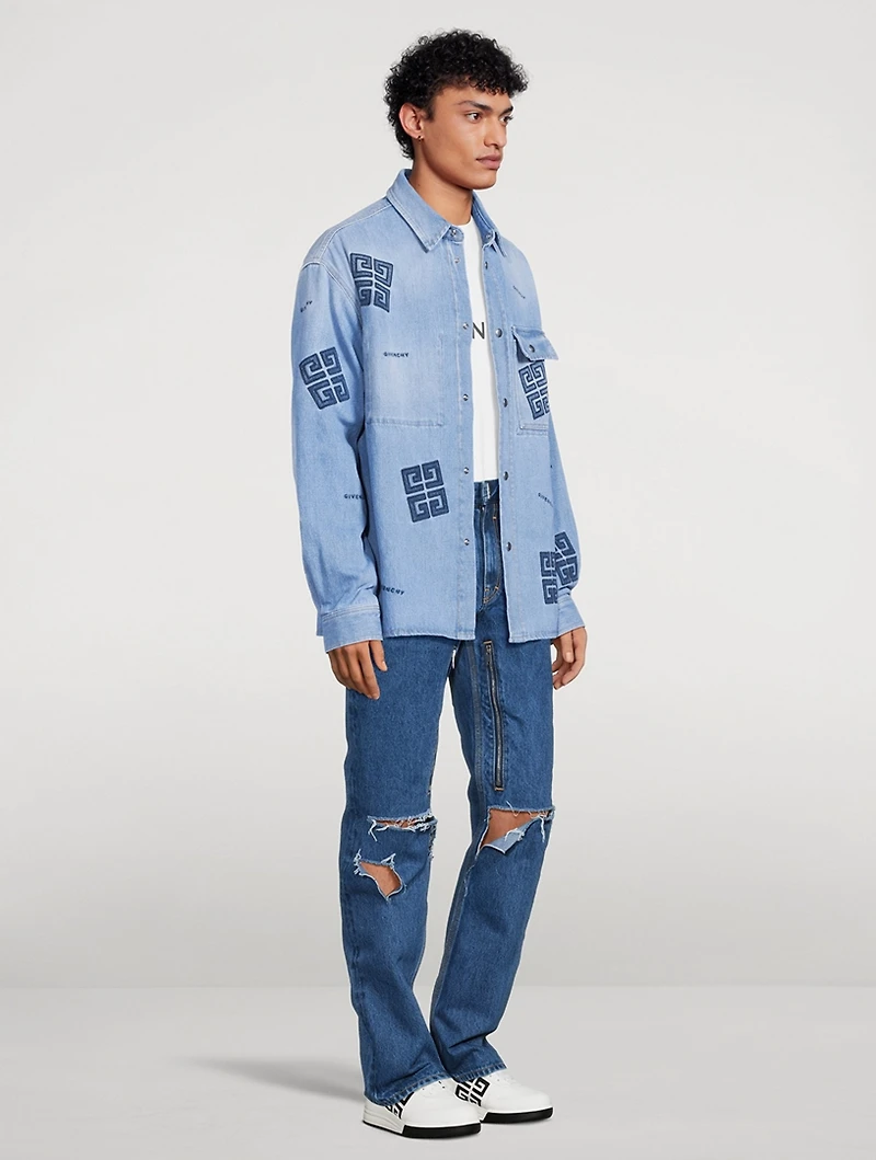 4G Embroidered Denim Shirt