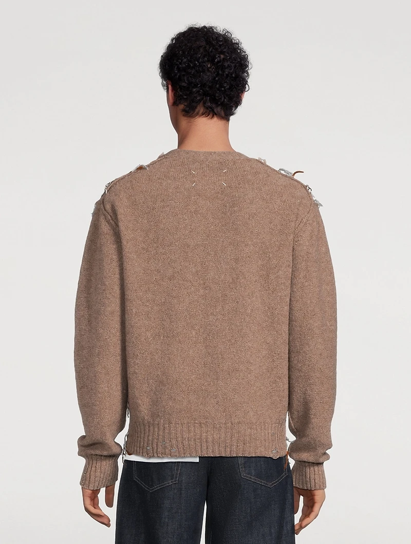 Wool-Blend Cut-Out Knit Cardigan