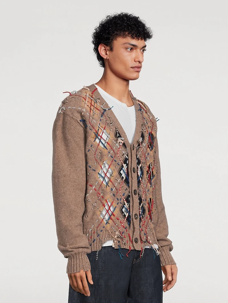 Wool-Blend Cut-Out Knit Cardigan