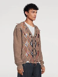 Wool-Blend Cut-Out Knit Cardigan