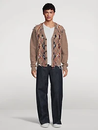 Wool-Blend Cut-Out Knit Cardigan