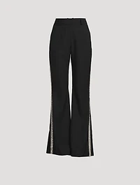 Embroidered Wool Flare Trousers