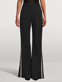 Embroidered Wool Flare Trousers