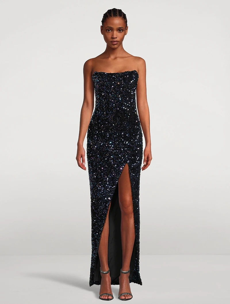 Sequin Strapless Gown