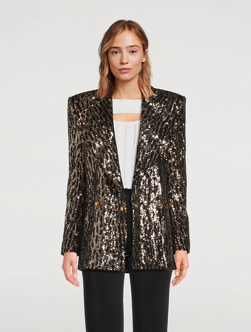 Sequin Double-Breasted Blazer
