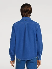 Coated Denim Shirt With Mohair Patches