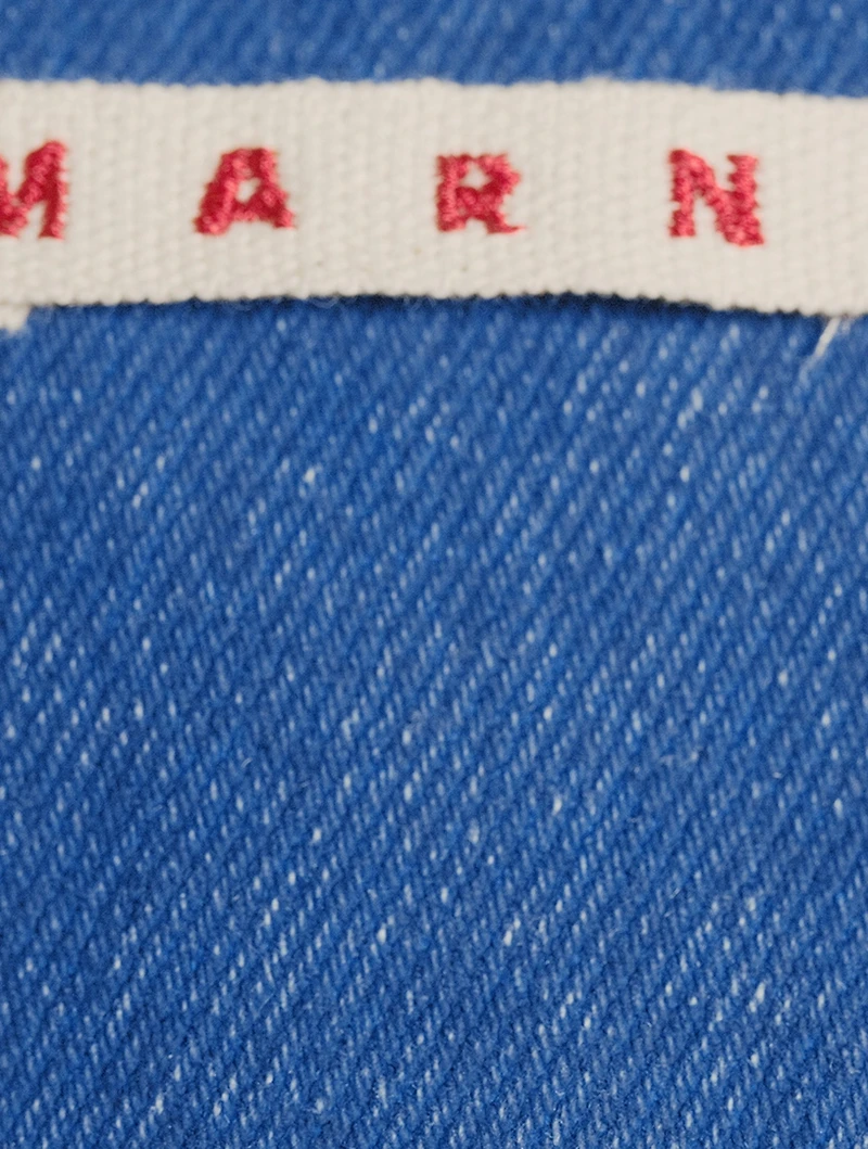 Coated Denim Shirt With Mohair Patches