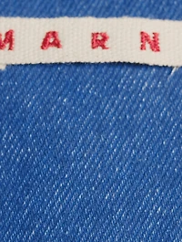 Coated Denim Shirt With Mohair Patches