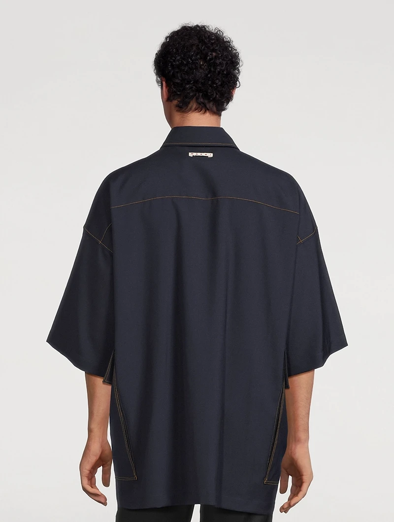 Tropical Wool Short-Sleeve Shirt