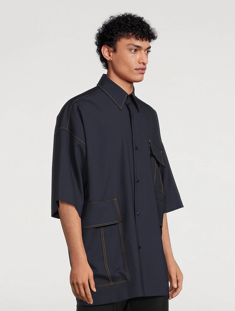 Tropical Wool Short-Sleeve Shirt