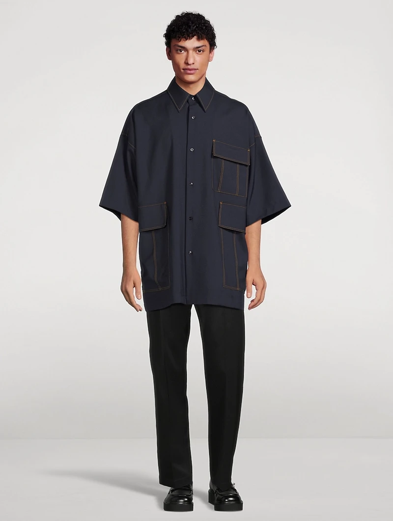 Tropical Wool Short-Sleeve Shirt